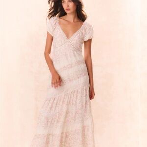LoveShackFancy White Tiered Ruffled Maxi Dress
